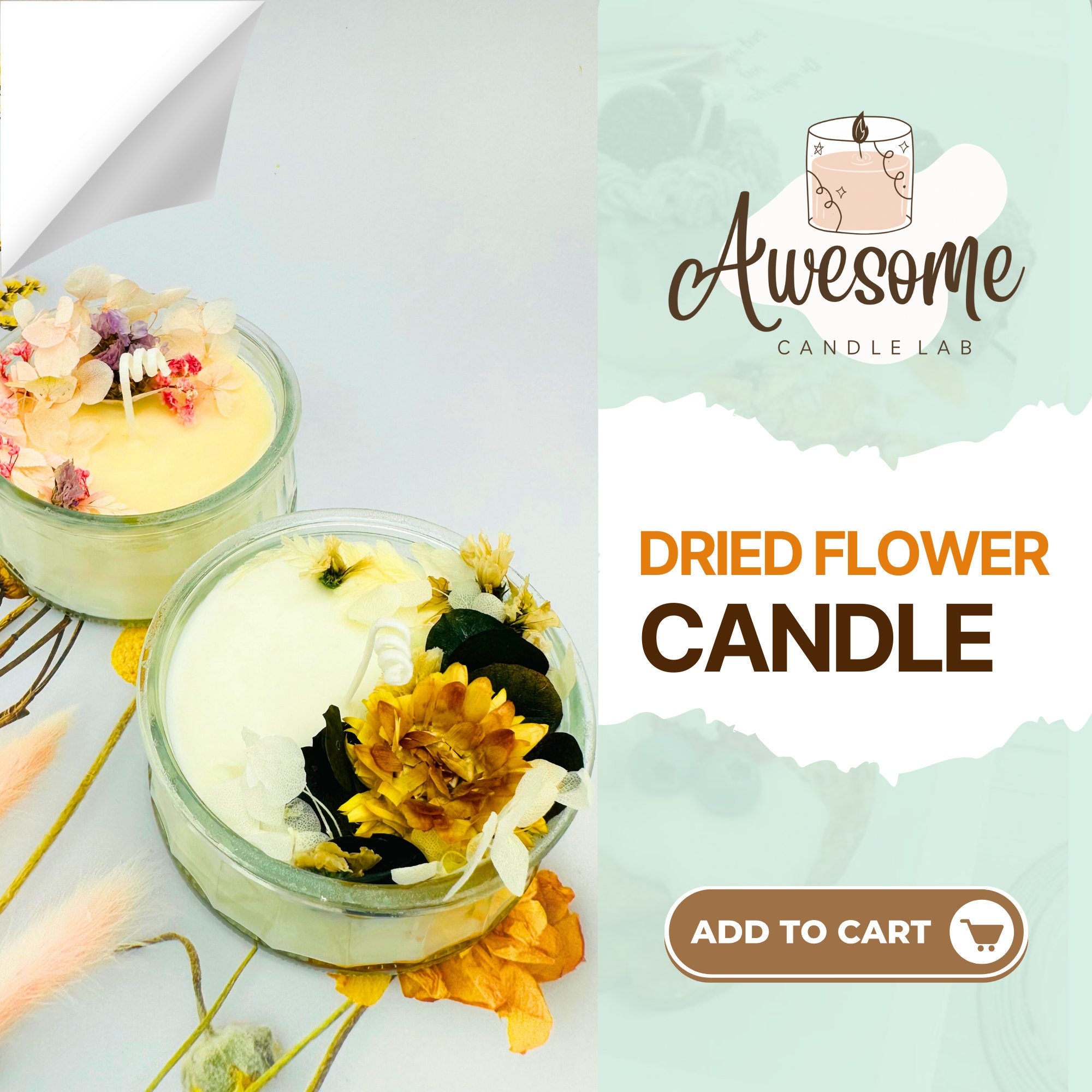 DRIED FLOWER CANDLE I sweet candles I homemade candles I shaped candles dessert candles cool candles valentines day gift box