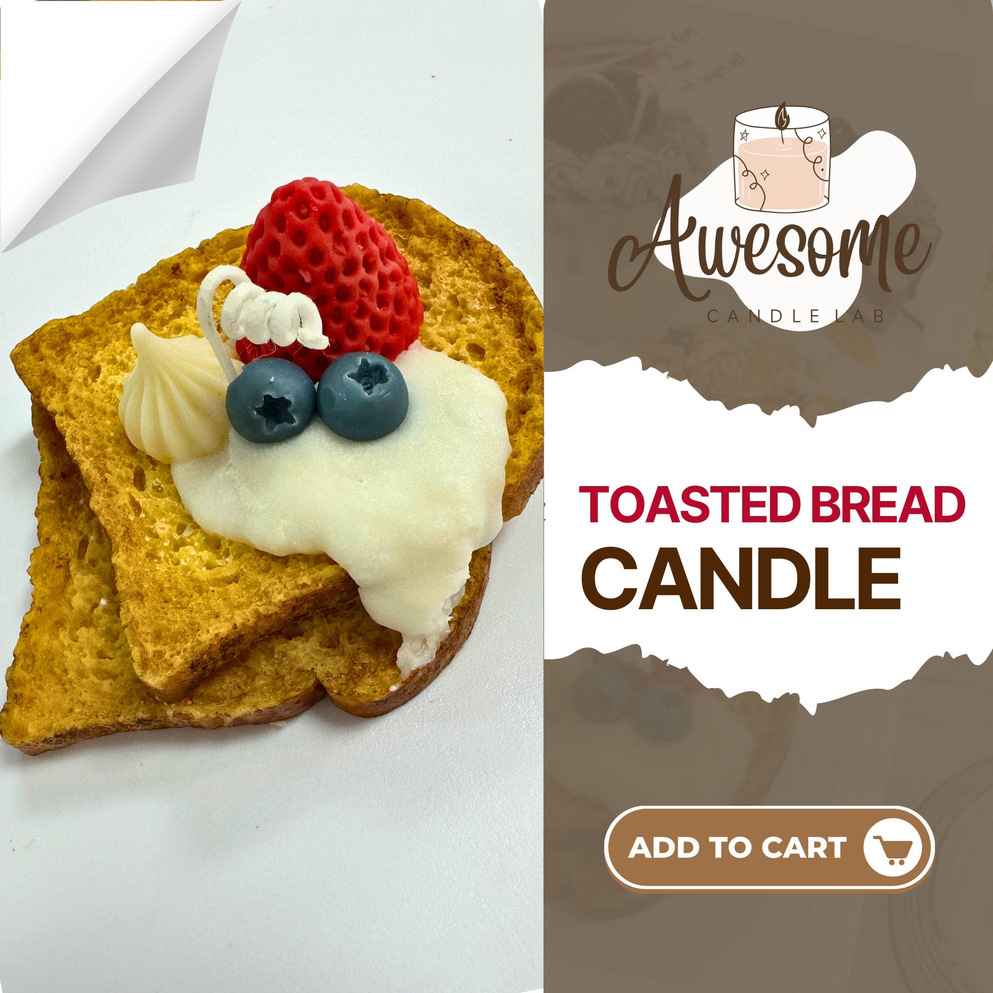 TOASTED BREAD CANDLE, I sweet candles I homemade candles I shaped candles dessert candles cool candles valentines day gift box