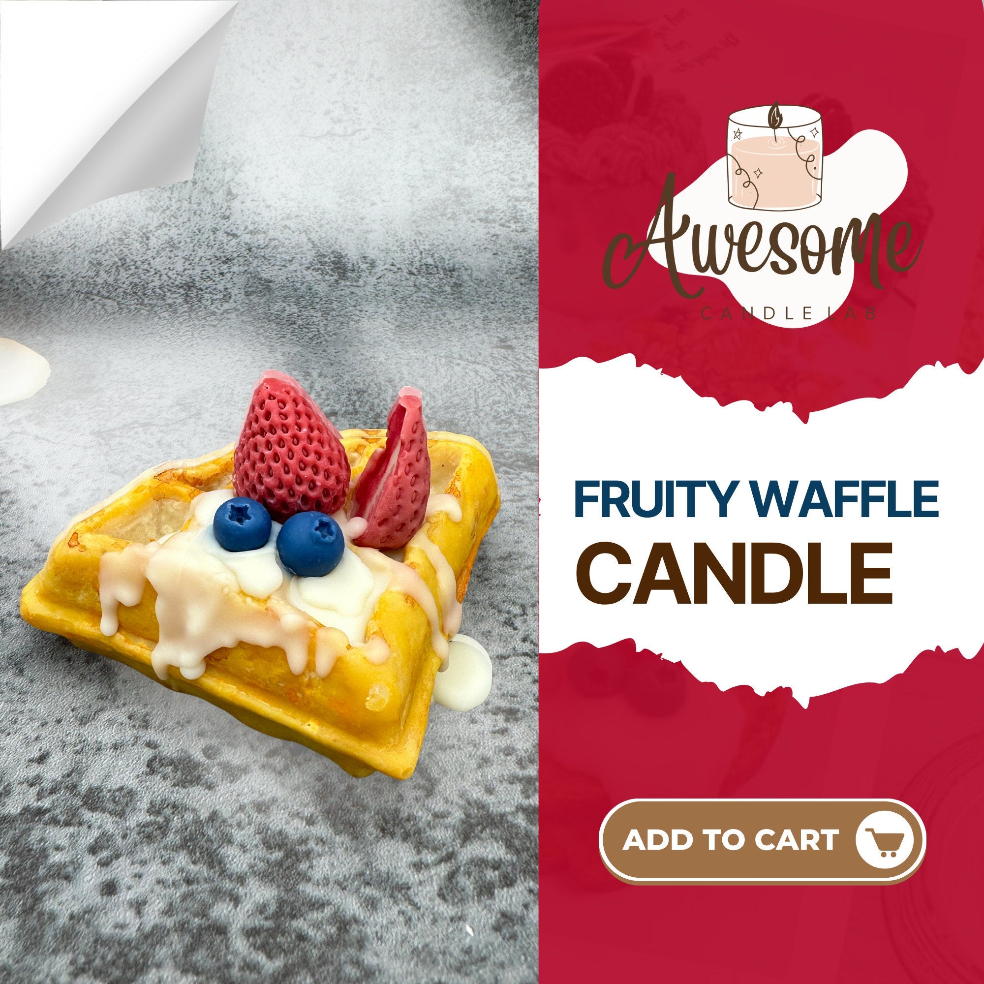 FRUITY WAFFLE CANDLE  I sweet candles I homemade candles I shaped candles dessert candles cool candles valentines day gift box