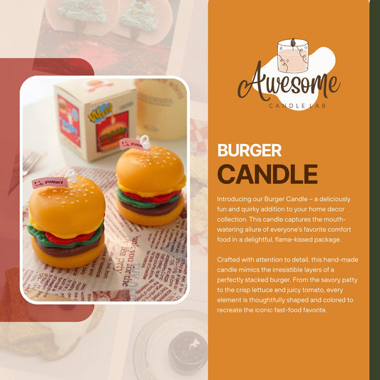 BURGER CANDLE I sweet candles I homemade candles I shaped candles dessert candles cool candles valentines day gift box