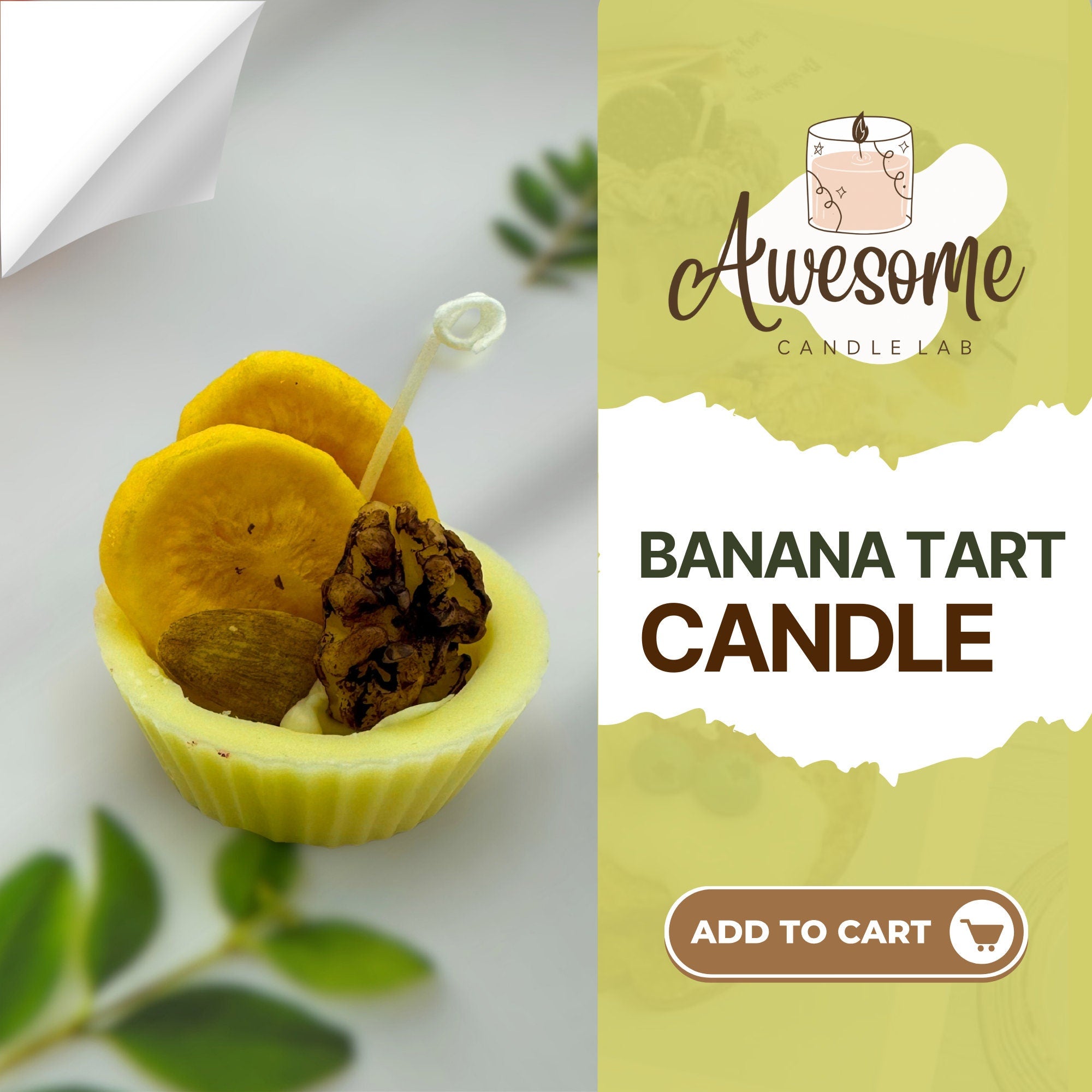 BANANA TART CANDLE I I sweet candles I homemade candles I shaped candles dessert candles cool candles valentines day gift box