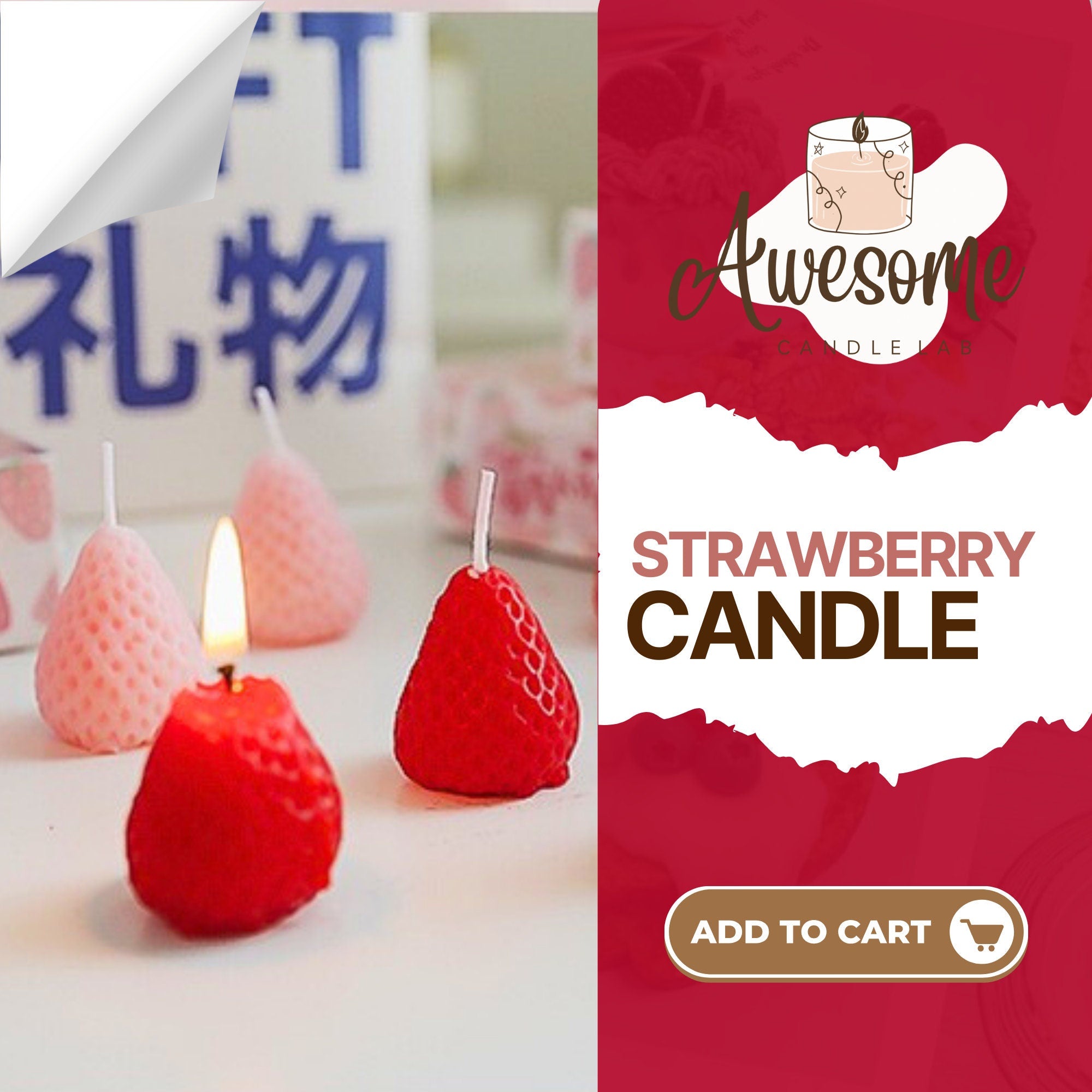 STRAWBERRY CANDLEI sweet candles I homemade candles I shaped candles dessert candles cool candles valentines day gift box