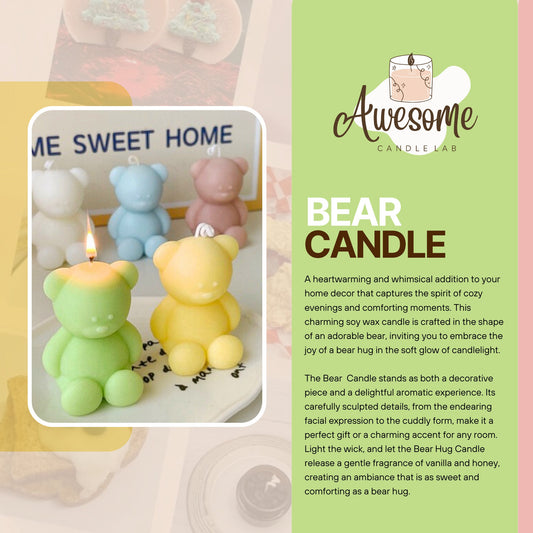 BEAR CANDLE I sweet candles I homemade candles I shaped candles dessert candles cool candles valentines day gift box